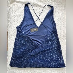 Sequin spaghetti strap top with low back NWT